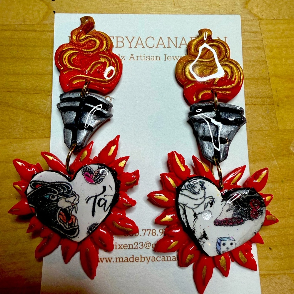 Flame tattoo hearts